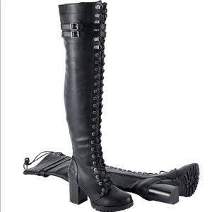Over the Knee Laced Moto/Combat Boots